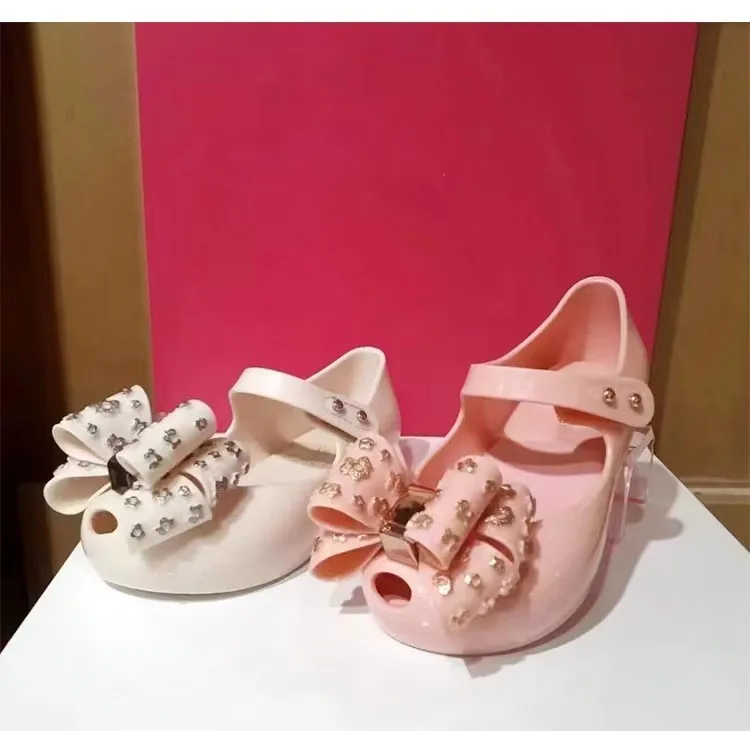 Mini Girl Sandals 2024 Kids Sparkle Bow Summer Shoes for Children Sandals Waterproof Non-slip Beach Sandals Melissa Shoes HMI087 5