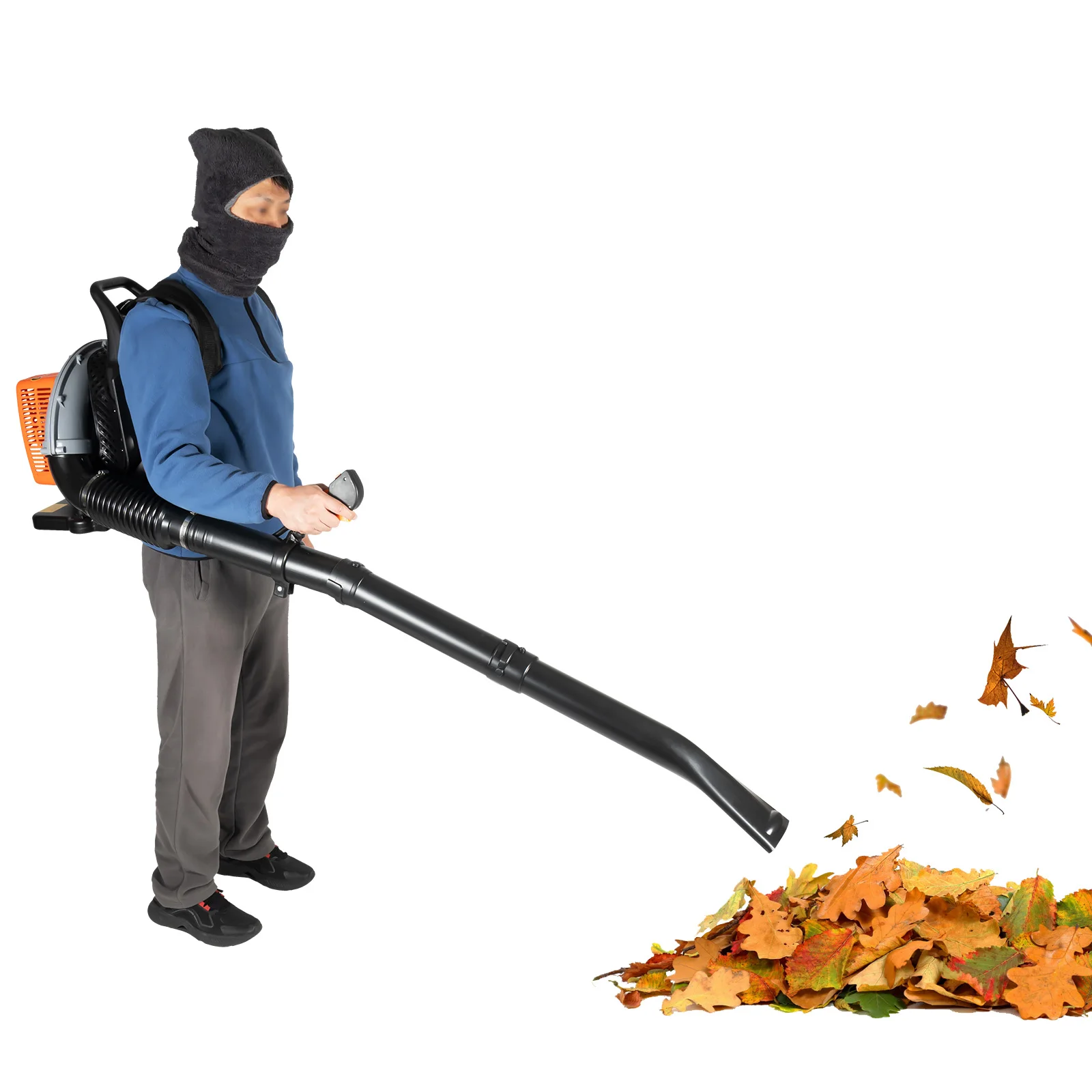 63CC 2-stroke Gasoline Leaf Blower Backpack Snow Removal Grass Lawn Leaves Blower Garden Yard Sweeping Tool Air-cooled 6