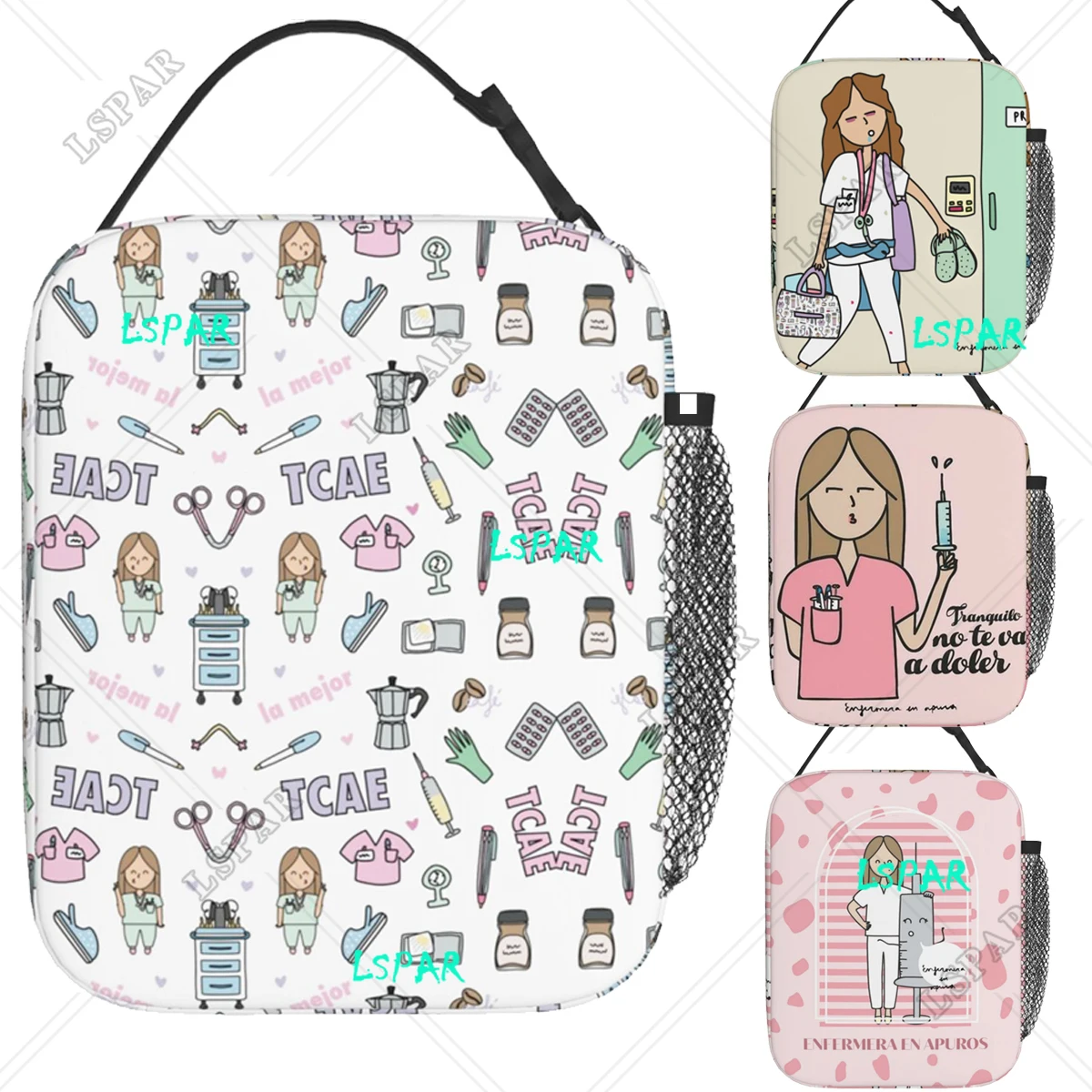 Lunch Bag Cartoon Ladies Nurse Insulated Food Container