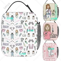 Cartoon Ladies Nurse Lunch Boxes Cute Enfermera En Apuros Lunch Bags for Nurse Insulated Food Container 1