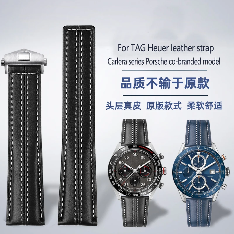 

Bracelet For TAG Heuer Carrera Series Porsche Co-branded High-quality Leather Watchbands Monaco F1 Men's Strap 22MM Wristband