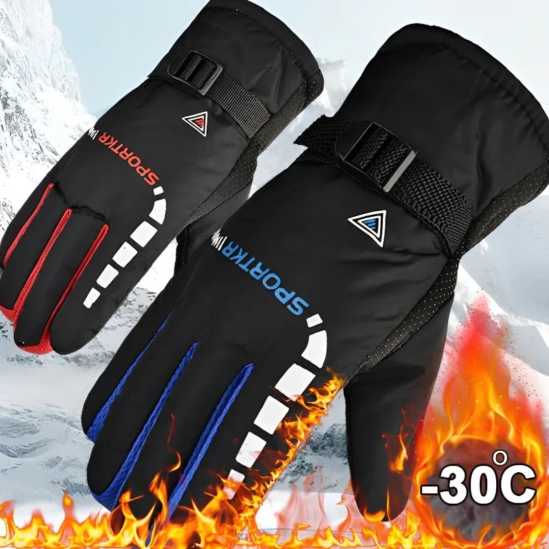 Winter Cycling Gloves Men Outdoor Waterproof Skiing Riding Hiking Motorcycle Warm Mitten Gloves Unisex Thermal Sport Gloves 2