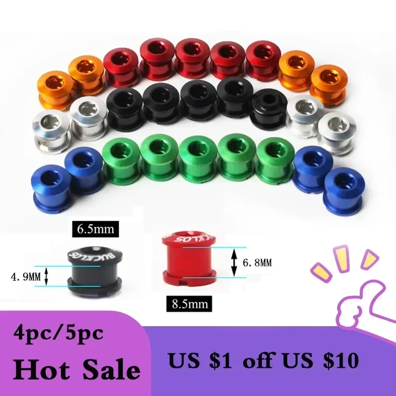 

BUCKLOS 5pc Bike Chainring Bolts Road MTB Plate Screws Single/double Crankset Bolts 6.5/8.5mm Chainwheel Screw 4pc Crank Part