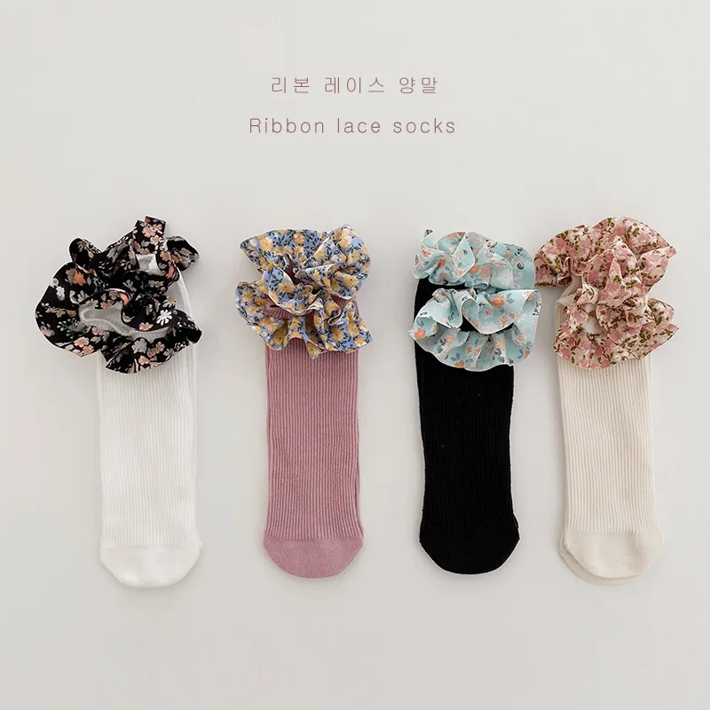 

3-8Year 2 Pairs 2022 summer thin webbing lace girls middle tube socks children's mesh socks