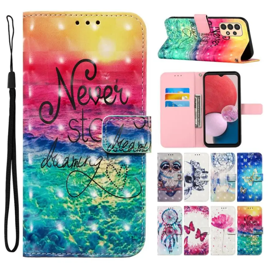 Étui portefeuille à rabat avec support pour Nokia C10 C20 G10 G20 G300 G21 G11, mignon, carillons peints, papillons, porte-cartes_voghion.com
