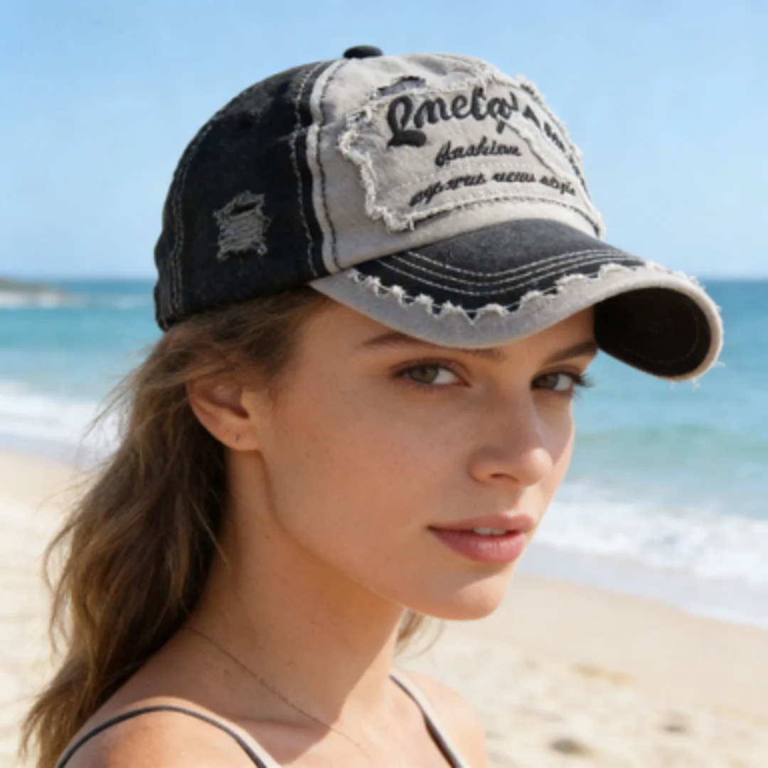 Verstellbare Baseballkappe aus gewaschener Baumwolle mit Haifisch-Stickerei für Herren, Distressed-Sonnenhut für Outdoor, Angeln und Reisen – Detail 11