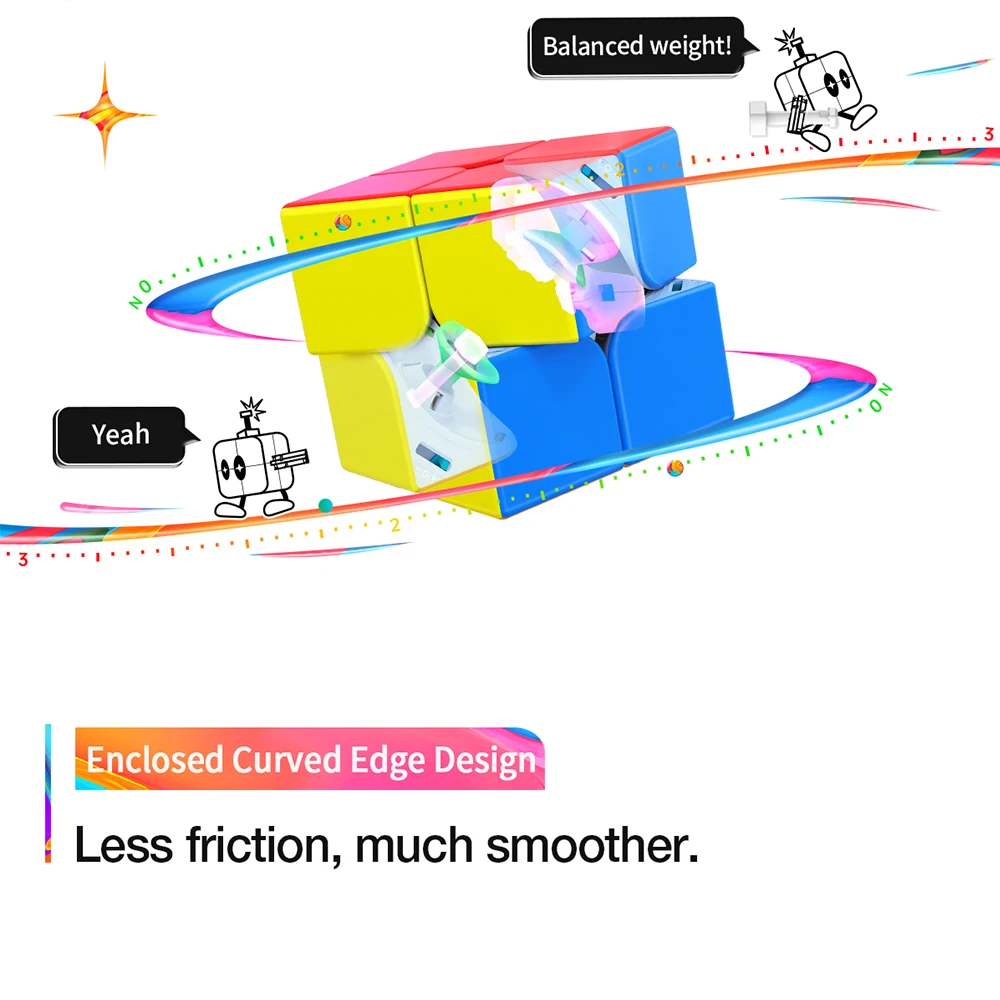 [CubeFun] GAN251 M Pro Air Leap 2x2 Magnetic Speed Cube Professional GANCUBE 251M 2x2x2 Mangetic Cubo Puzzles GAN251 Magic Cubo 2