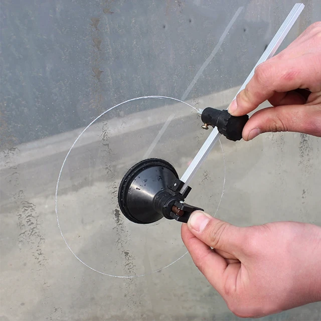 Circular Glass Cutter Glass Compass Gauge Cutter Alloy Adjustable Compasses  Suction Cup Cutter Window Hole Opener Glass Process - AliExpress