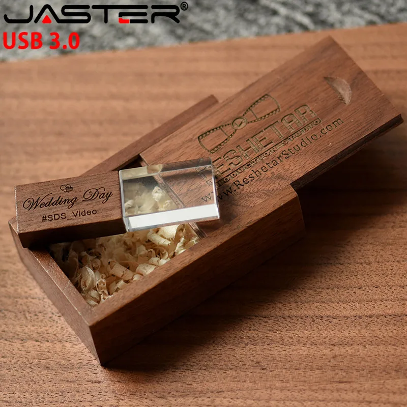 Jaster-high Velocidade Memory Sticks com Logotipo Personalizado Gratuito Fotografia de Casamento Cristal de Madeira Usb 3.0 16gb 32gb 64gb - Imagem 3