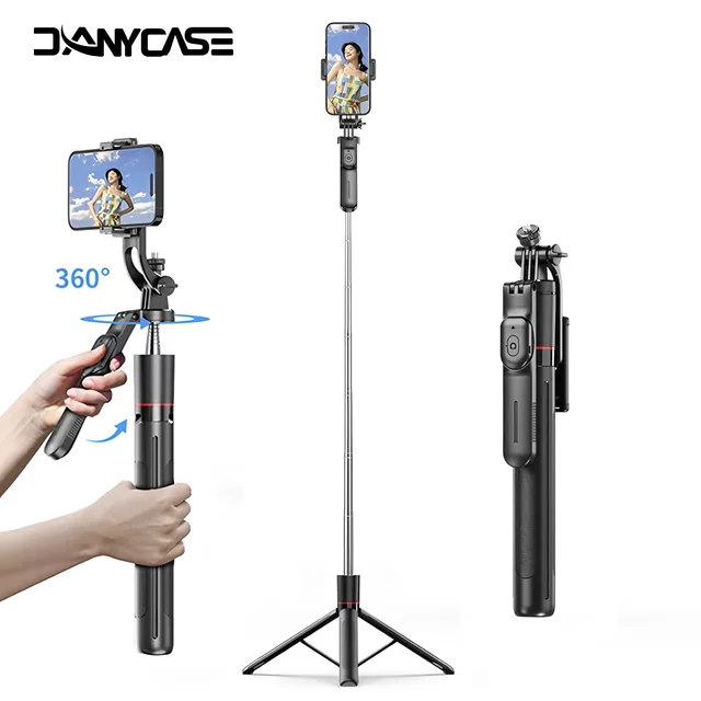67in F16 Bluetooth Selfie Stick Tripod - Wireless Extendable Phone Holder with 1/4" Screw for Smartphone/Camera/Vlog