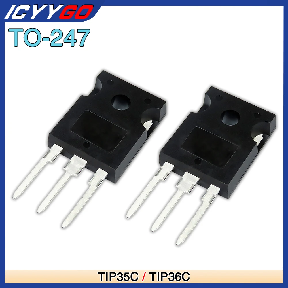 

5Pcs New Original Tip36C Tip35C TO-247 Pnp Npn Powerful Transistor 25A 100V Bipolar Junction Triode Tube Integrated Circuit BJT