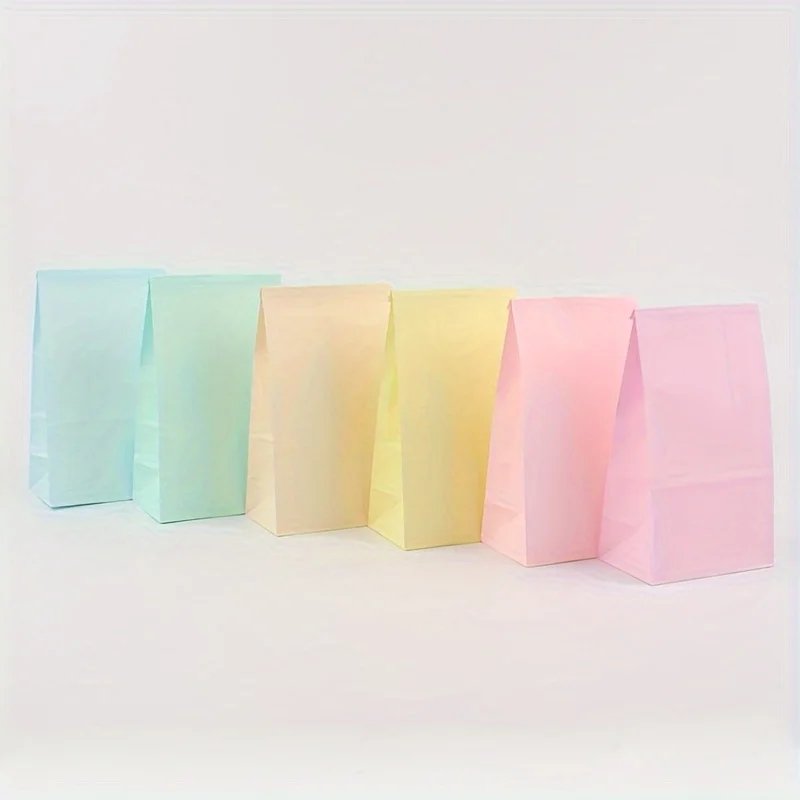 12 Pcs Large Vibrant Paper Gift Bags Colorful Mixed Loading Reusable Multi-Color Kraft Paper with Fun Stickers