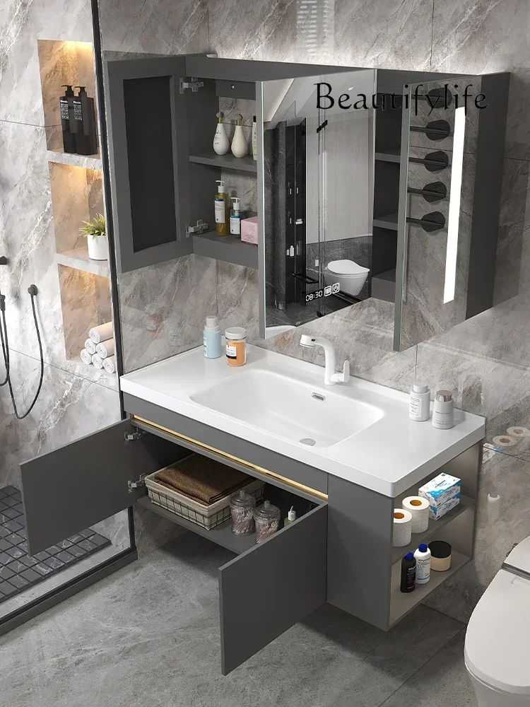 integrated bathroom smart mirror bathroom washbasin Nordic cabinet combination ceramic
