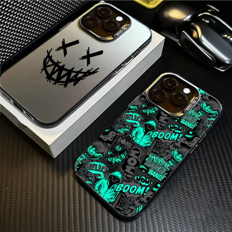 Graffiti Black Comic Style Smiling Face Shockproof Phone Case Cover