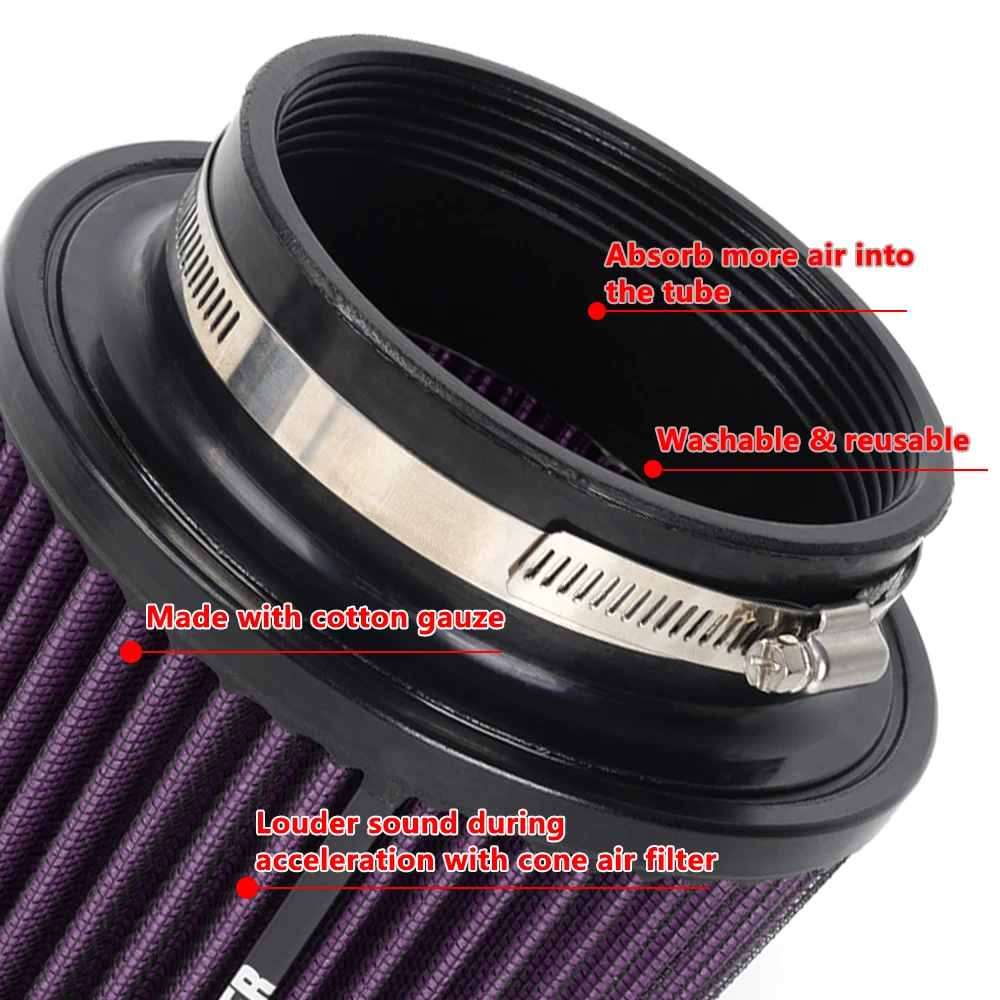 RASTP-Universal 3" 3,5" 4" 76mm 89mm 102mm Rennwagen High Flow Kaltlufteinlass Luftfilter Konische waschbare Luftfilter OFI129 – Detail 4