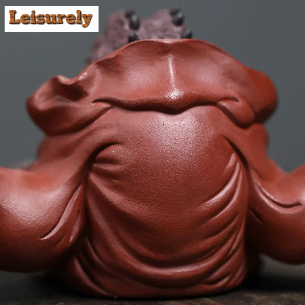 Handmade Purple Sand Golden Toad Tea Pet Wealth Attracting Pixiu Decorative Tea Play Figurine Toys Handmade Sculpture Crafts