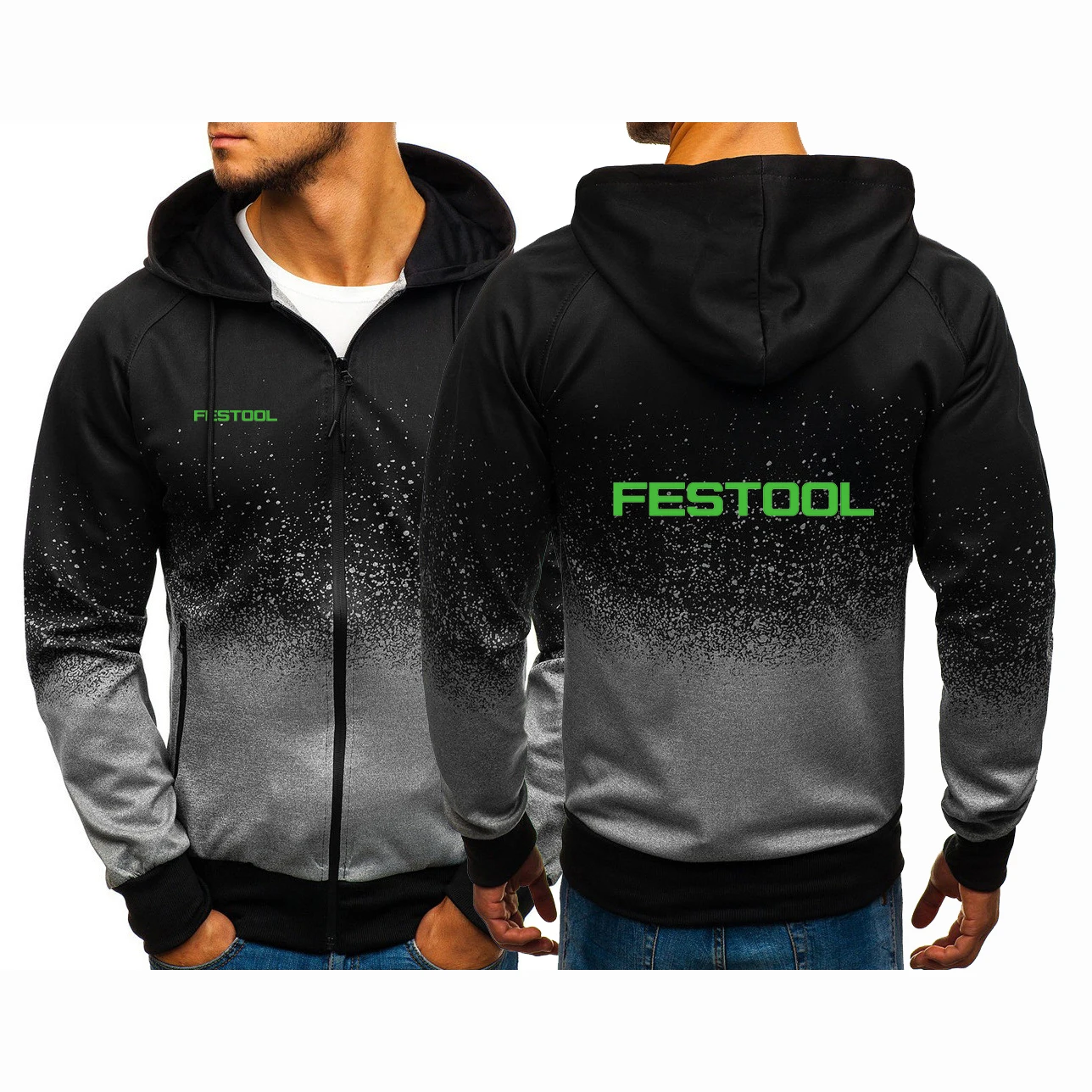 

2023 Festool Tools Men's New Hoodies Casual Harajuku Gradient Color Cardigan Coat Fleece Sweatshirts Zipper Jacket Pullover Tops