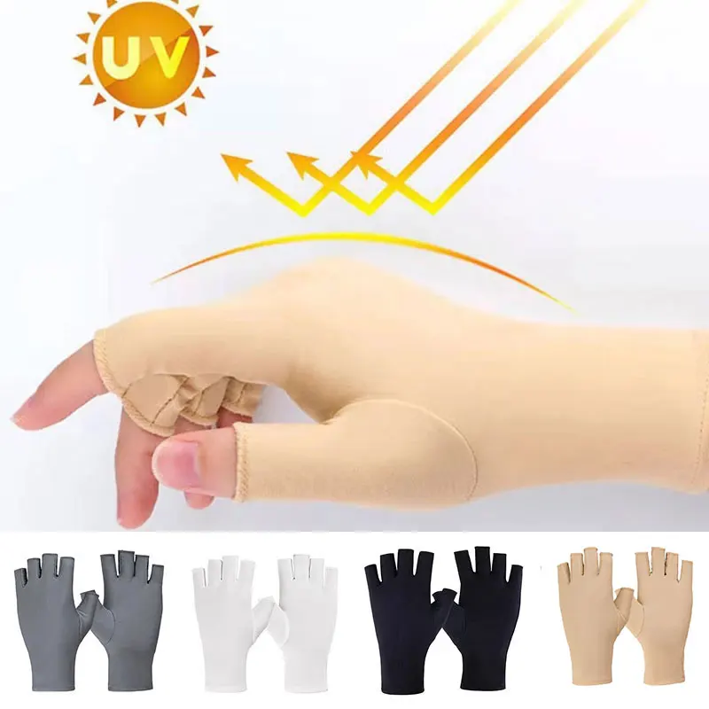 

1 Pair Half Fingers Gloves Summer Breathable Thin Semi-finger Driving Glove Sunscreen Anti-uv Fingerless Glove Elasticity Gloves