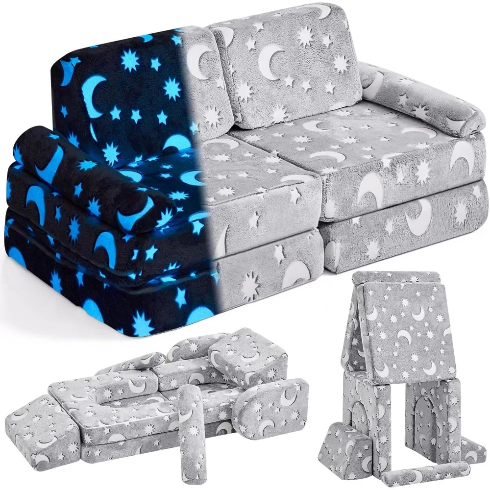 Kids Play Couch,Toddler Couch Kids Sofa,Child Sectional Sofa,Bedroom and Playroom Furniture, Convertible Foam and Floor Cushion 6