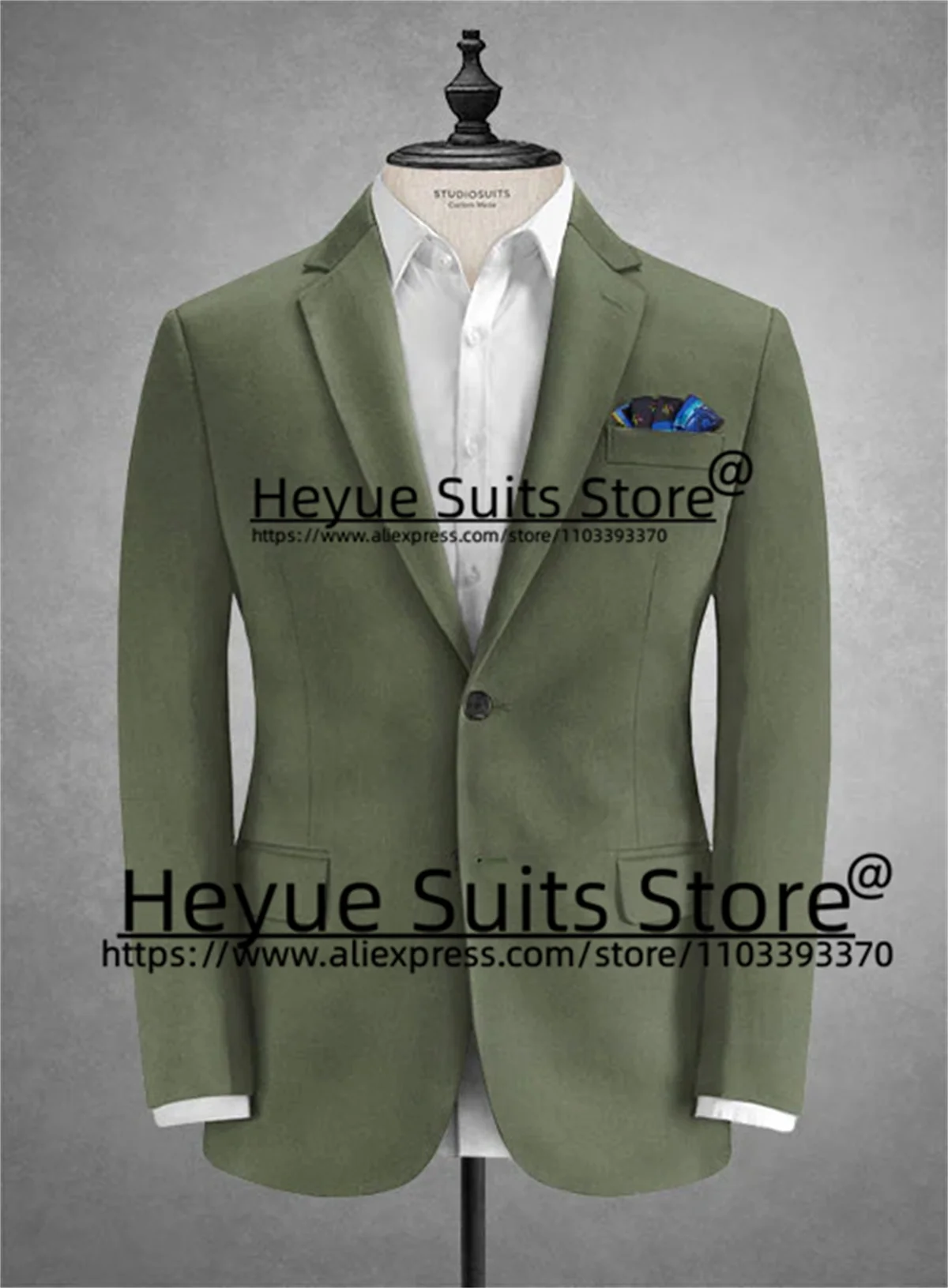 Tailor Made Army green 2 Pieces Sets Slim Fit Notched Lapel Formal Prom Party Men Suits Elegant Groom Tuxedos trajes para hombre