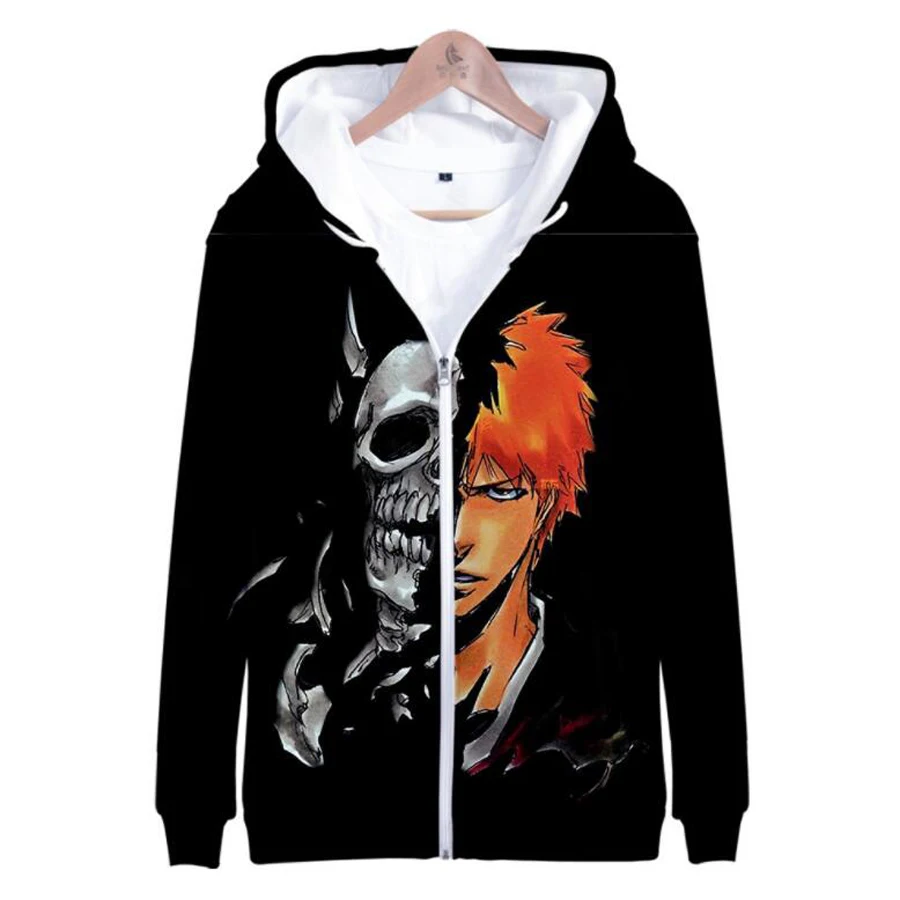 

Newest Anime Bleach 3D Print Zipper Women/Men Hoodie Sweatshirt Kurosaki Ichigo Cosplay Zipper Hooded Jacket Funny Clothes Jack