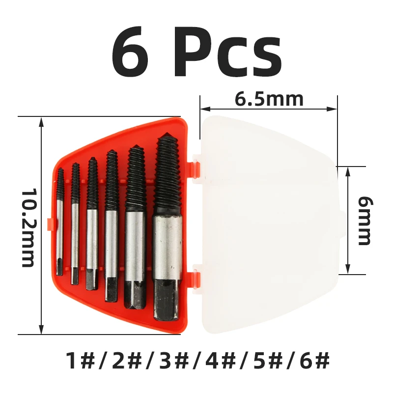 Broken Screw Remover Extractor Drill Bits 5/6Pcs Steel Durable Easy Out Remover Center Drill Damaged Bolts Remover Drill Tool 6pcs 1 2 inch twist socket 5 damaged worn lug nut lock remover bolt extractor set