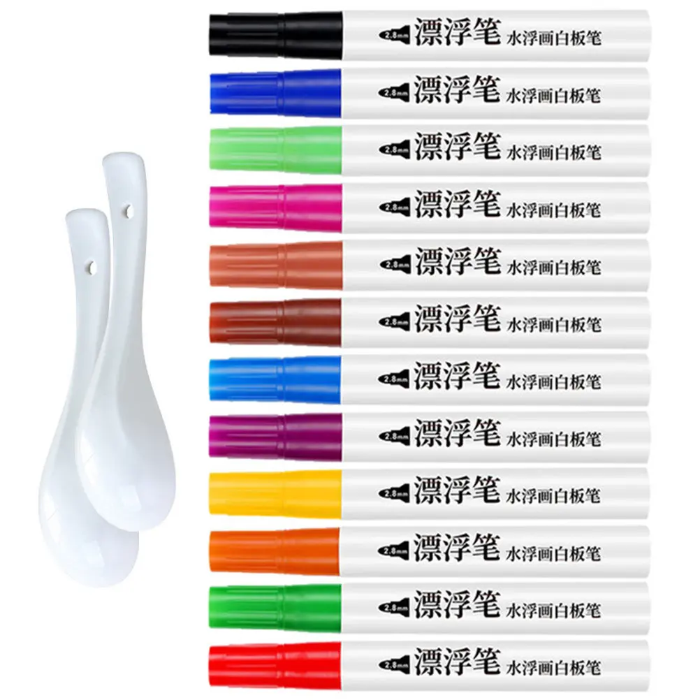 1 세트 물 표면 부동 마커 다채로운 지울 수있는 화이트 보드 펜 어린이 페인트 도구 학교 용품 사무실 교실