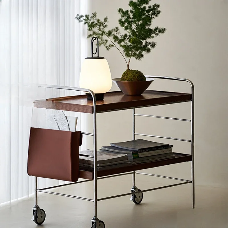 

Xingyun trolley, sofa sideboard, movable coffee table, household shelf, stainless steel living room side table