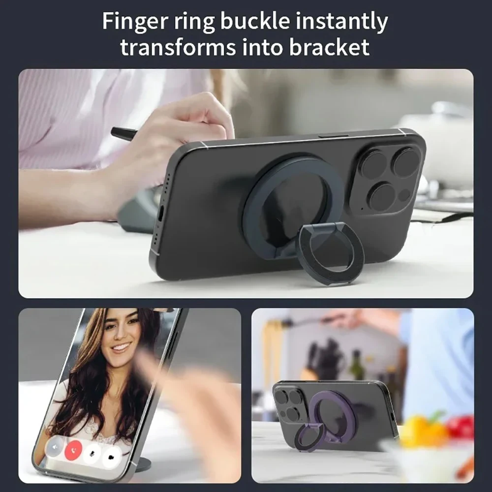 New MagSafe Strong Magnet Finger Ring Holder Double-Sided Magnetic Stand For iPhone 17 16 15 14 Xiaomi Samsung Huawei 360° Grip
