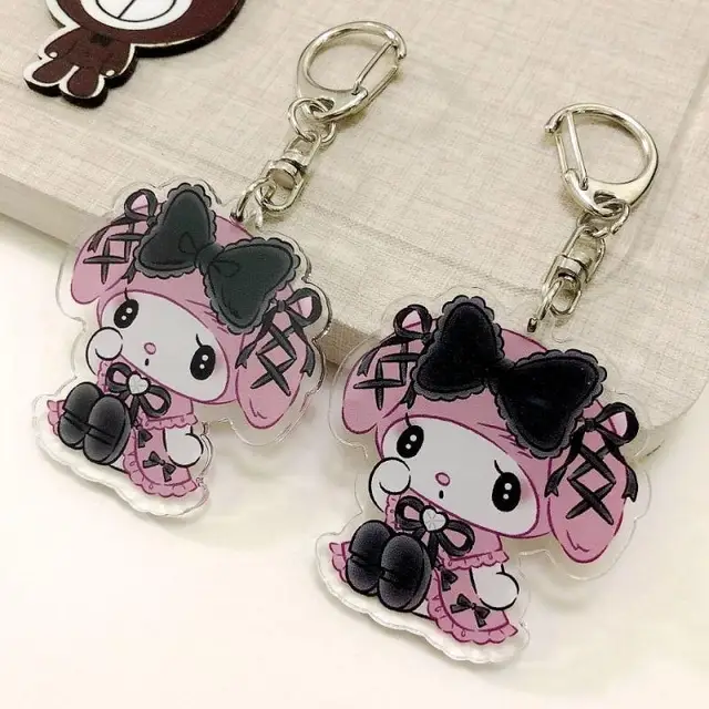 Sanrioed Cute Kawaii Cartoon 10cm Kuromi My Melody Dark Wind Acrylic Bag Pendant Couple Keychain Acrylic Pendant 4