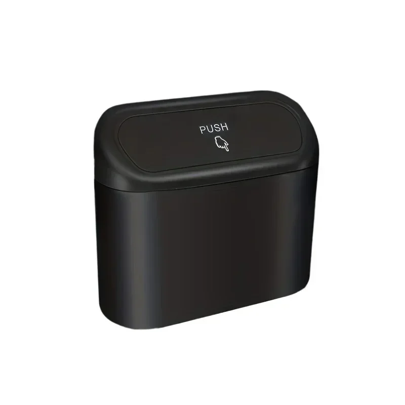 Hanging Car Trash Can with Push Lid Seat Door Mini Storage Bin Automotive Garbage Case Waste Box Vehicle SUV Truck Organizer
