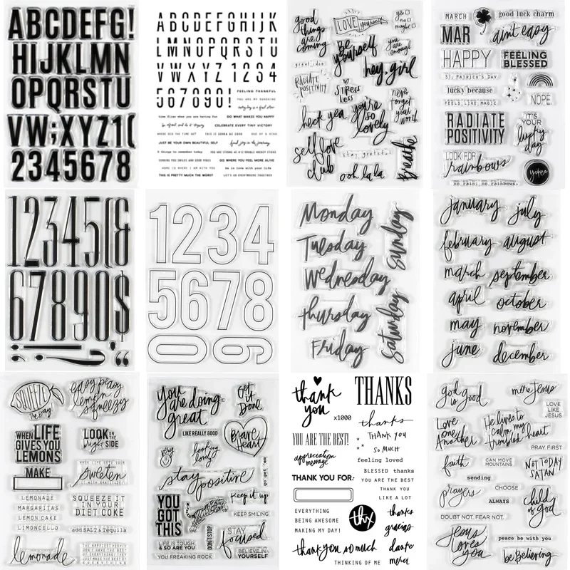 Clear Stamps English Monthly Sentiments Transparent Stamps for DIY Scrapbooking/Photo Album Decor