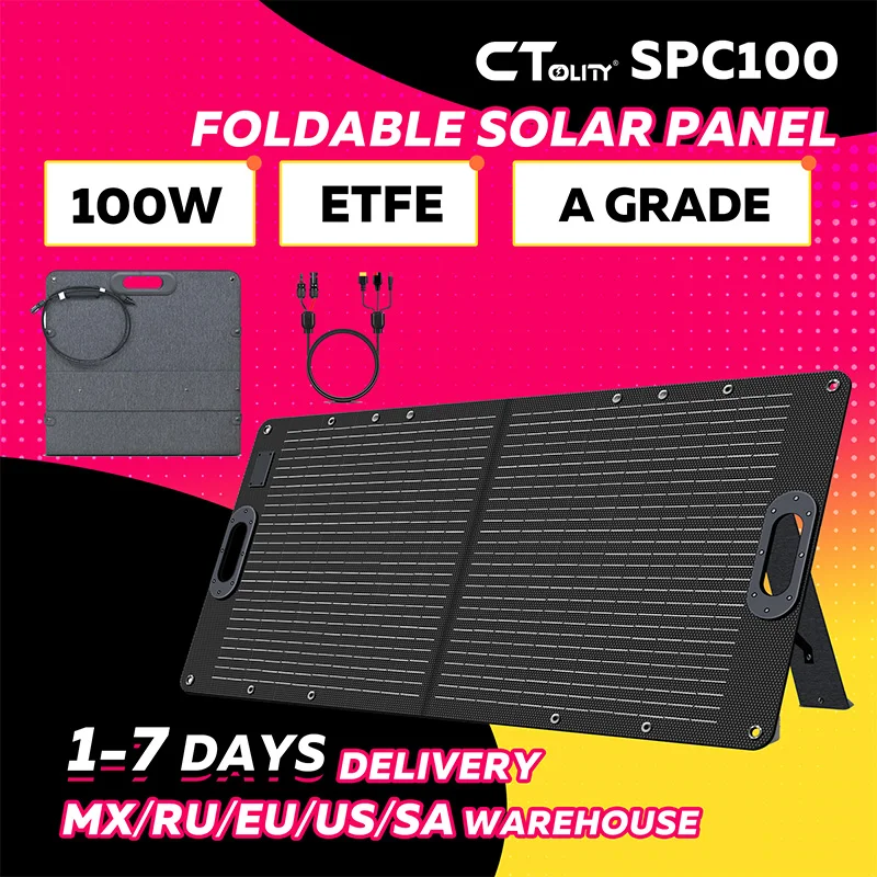 CTOLITY SPC100 100W Kit de panel solar completo 20,5 V generador solar portátil cargador solar célula al aire libre senderismo Camping Powe