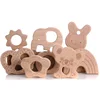 1Pcs Wooden Rodent Teethers Baby Cartoon Animals Rainbow Ice Cream Beech Teether Pendant For Baby Pacifier Chain Nurse Gifts Toy 2