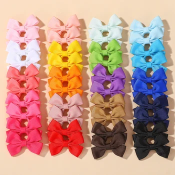 10/20/30Pcs Random solid color send hair gripes for kids girls lovely hair bangs ribbon alloy hairclip children hair accessories 1