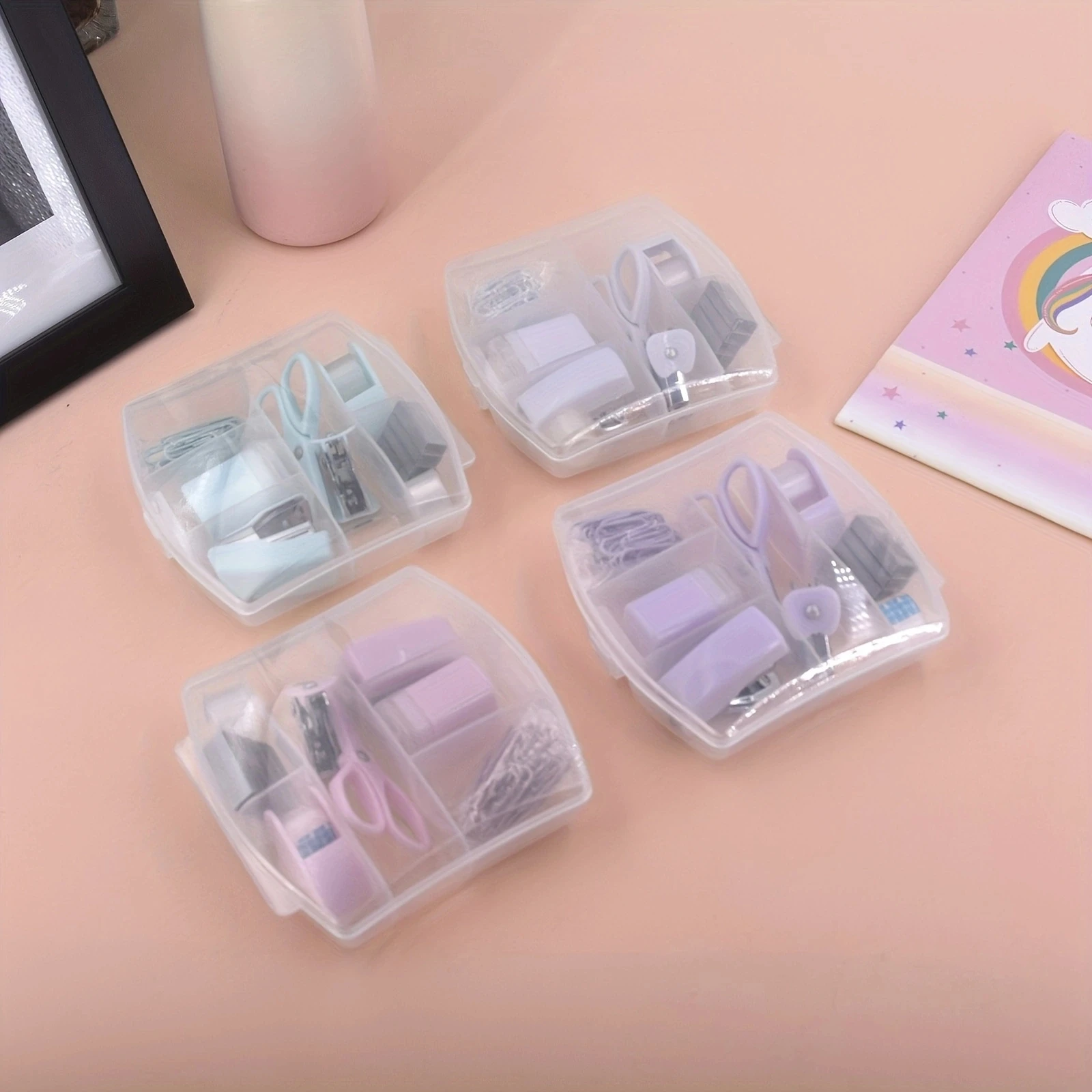 1 Set Mini Stapler Mini School Supply Kits Mini Office Supply Kits, Includes Mini Stapler,Scissors, Staple Remover, Staples, Tap - 3