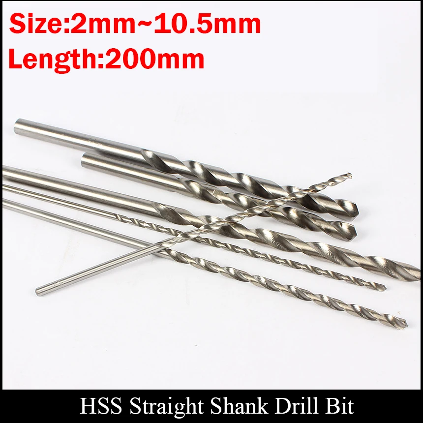 

8.1mm 8.2mm 8.3mm 8.4mm 8.5mm 200mm Length Extra Long Metal Wood AL Plastic High Speed Steel HSS Straight Shank Twist Drill Bit