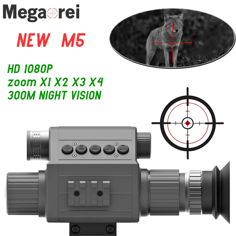 

Megaorei M5 Digital Day And Night Vision Hunting Rifle Scope HD1080P Hunting Camera Monocular with 50mm Lens and 940nm IR
