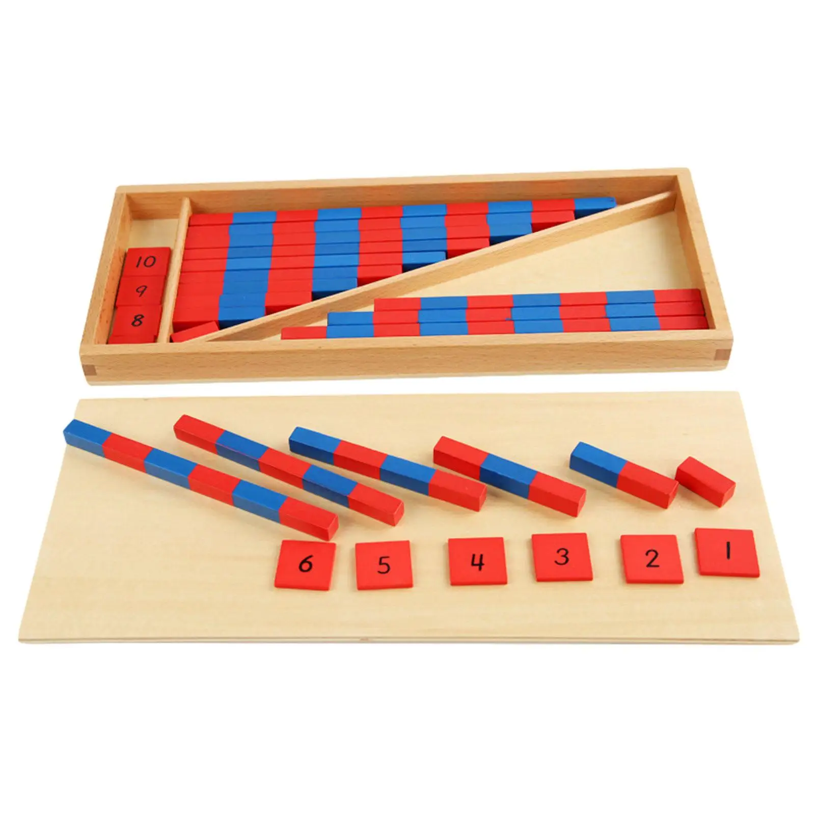 

Montessori Red Blue Number Rods Count from 1 to 10 Wooden Math Multifunctional for Family Party Activities Preschool Girls Boys