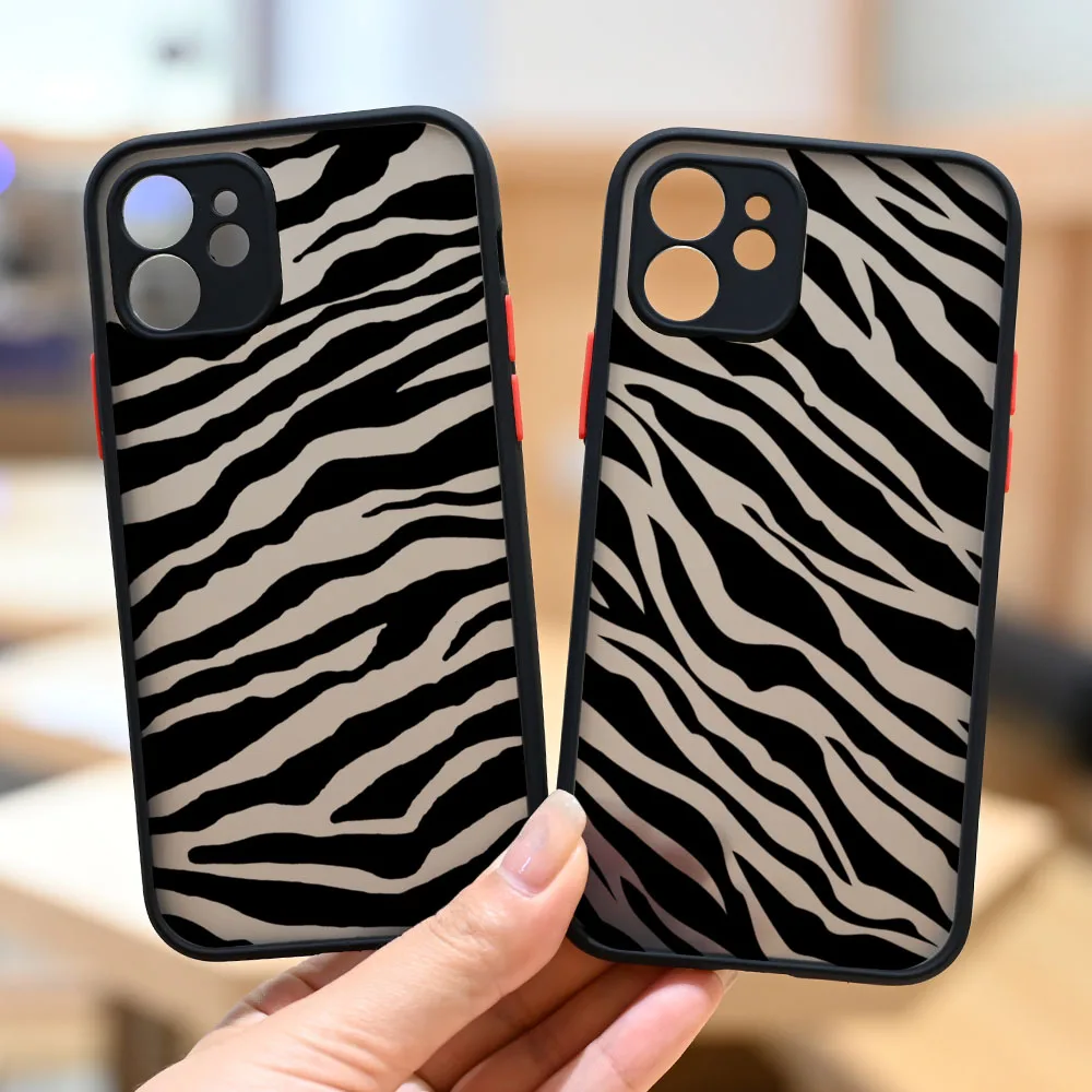 JAMULAR Zebra-Print Clip Art Handyhülle für iPhone XS MAX 11 Pro 12 13 Xs XR 7 8 6Plus Mode Silikonkautschuk Hard Cover Funda