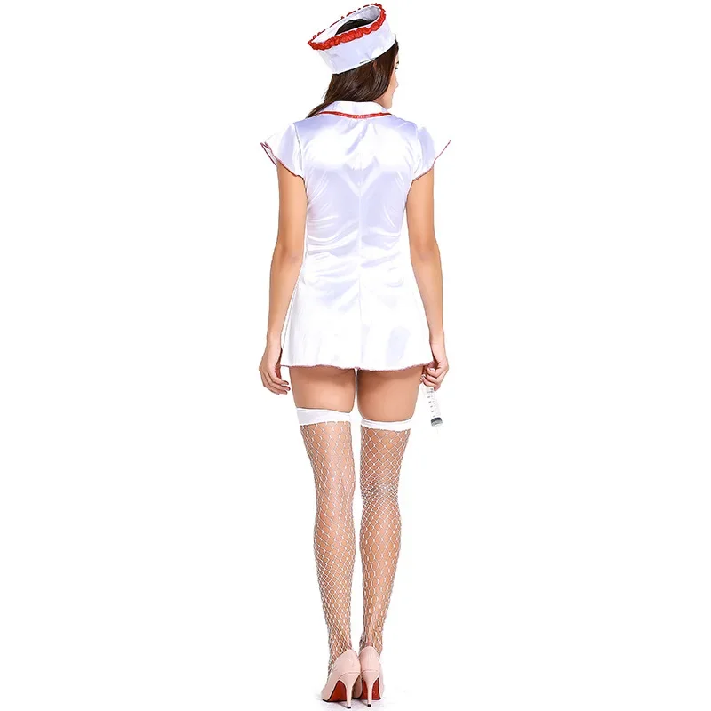 Adult Women Cosplay Doctor Nurse Costume Exotic Uniform Sexy Mini Dress With Headwear women cosplay costume