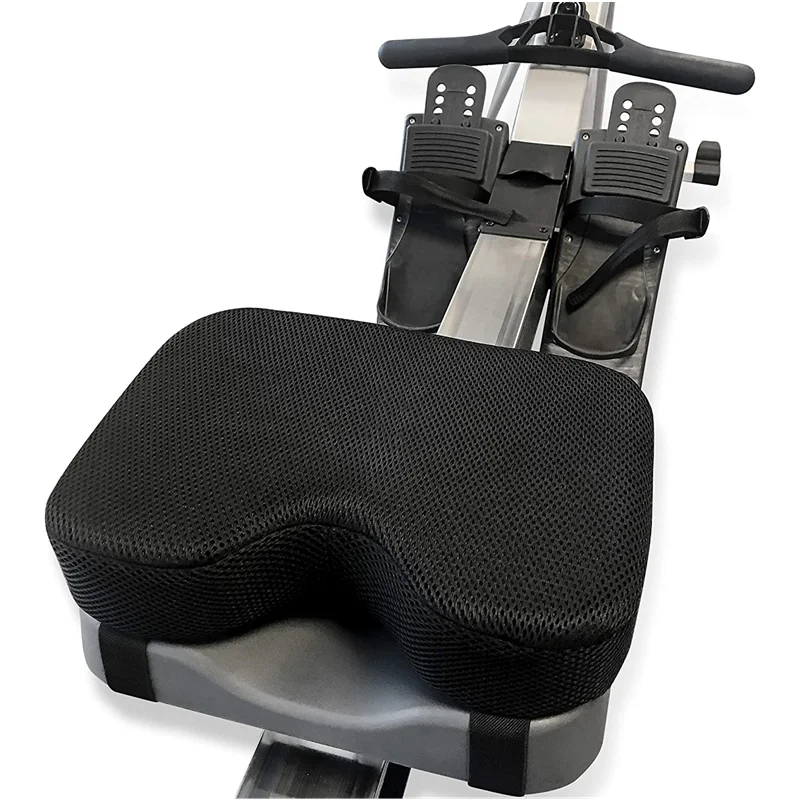 Rowing Machine Seat Cushion for Concept 2Rowing Machine Recumbent Stationary Bike with Memory Foam Washable Cover & Strap