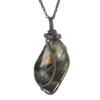 VGDS Unique Natural Crystal Labradorite Stone Handmade Wire Wrapped Charms Pendants Necklaces Retro Fashion Men Women Jewelry 4