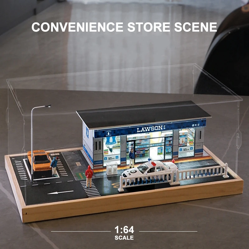 

1/64 Convenience Store Model Scene with Lights and Basketball Court Miniature Scene without Lights Scene Decoration Collect Gift