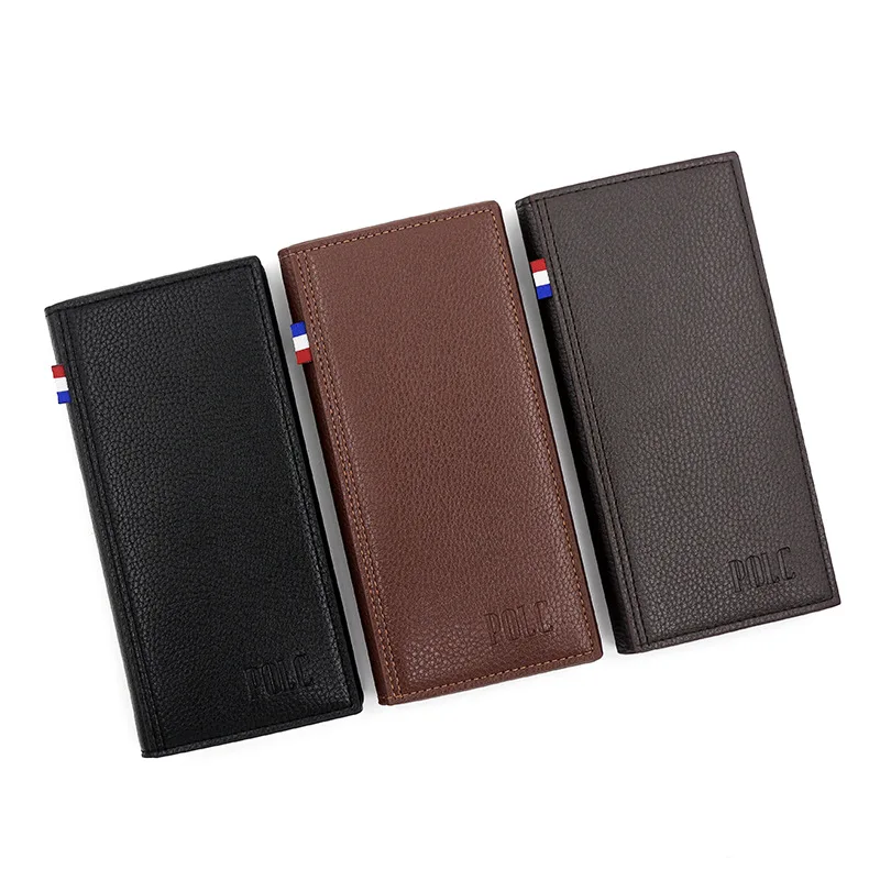 New Men's Long Wallet, Simple Business Pu, Three-fold Multi-function, Multi-card Bag