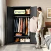 Metal Armoire Wardrobe Closet with 2 Doors 72'' Wardrobe Cabinet with Hanging Rail Metal Closet with Adjustable Shelves for Bedr 3