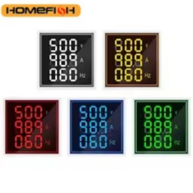 Square LED Digital Voltmeter Ammeter Hertz Meter AC20-500V Signal Lights Voltage Current Frequency Combo Meter Indicator Tester