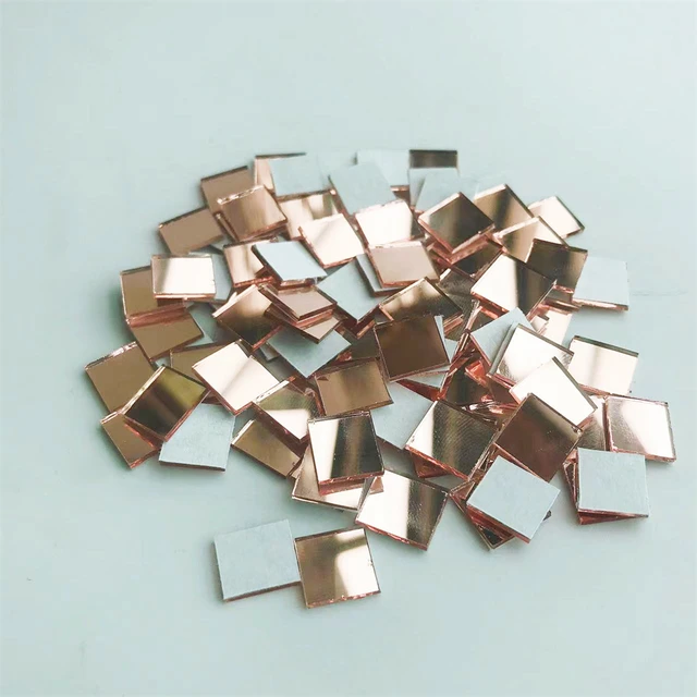 100Db Üveg Tükör Mozaik Kis Négyzet Alakú Csempe Diy Önmagasztó Falmatrica Kézműves Fali Műalkotás Otthoni Dekoráció 10X10 Mm - Image 3