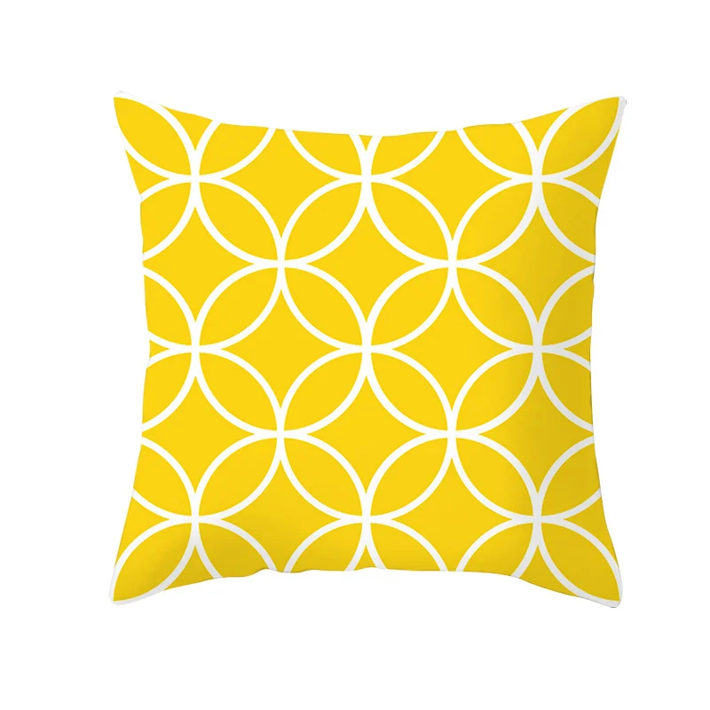 Yellow Black Geometric Pattern Square Cushion Cover Geometry Pillow Case Polyester Throw Pillows Cover For Home Decor 45x45cm 
