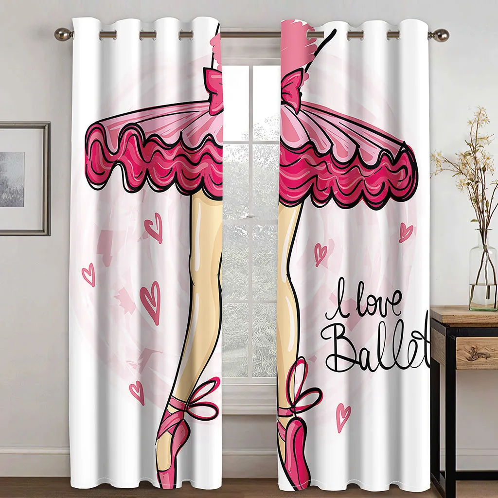 

Beautiful Ballerina Girl Custom Digital Printed Kids Bedroom Window Drapes Luxury Curtains for Living Room on Sale